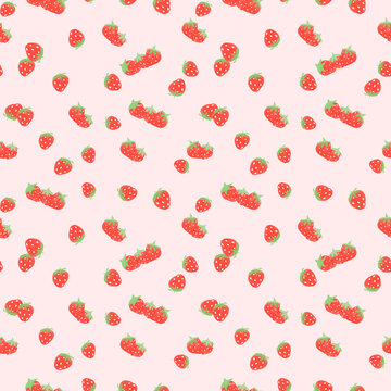 手绘小清新草莓印花图案