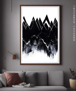 抽象黑色群山装饰画