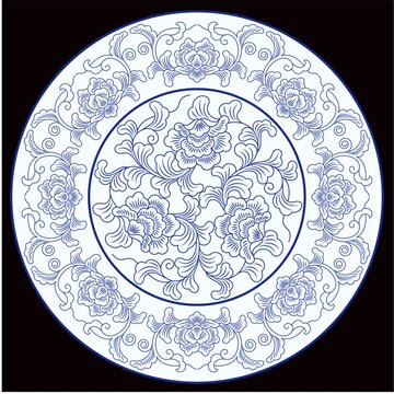 青花花草纹