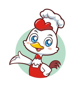 卡通可爱小鸡厨师半身