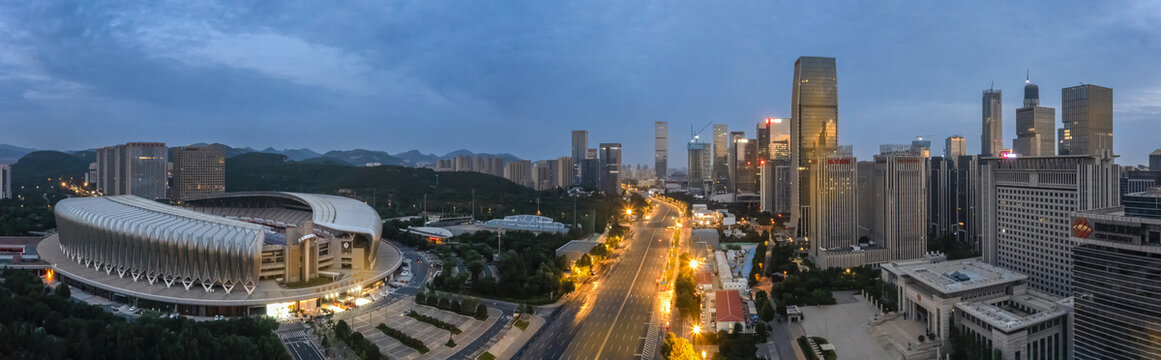 济南CBD中央商务区夜色全景