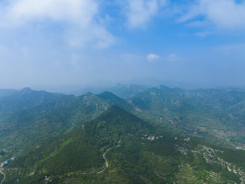 山东济南南部山区山脉航拍