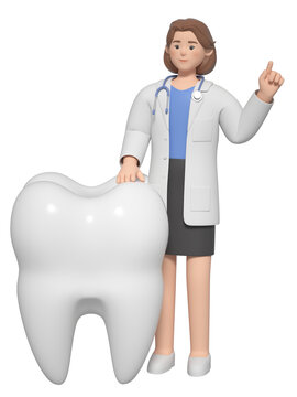 大牙齿和3D建模卡通女牙医