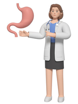 肠胃和3D建模卡通女医生