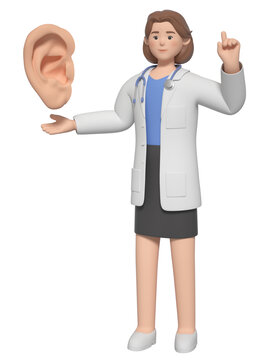 耳朵和3D建模卡通女医生