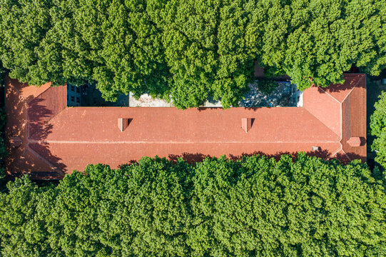 航拍郑州大学南校区绿树成荫