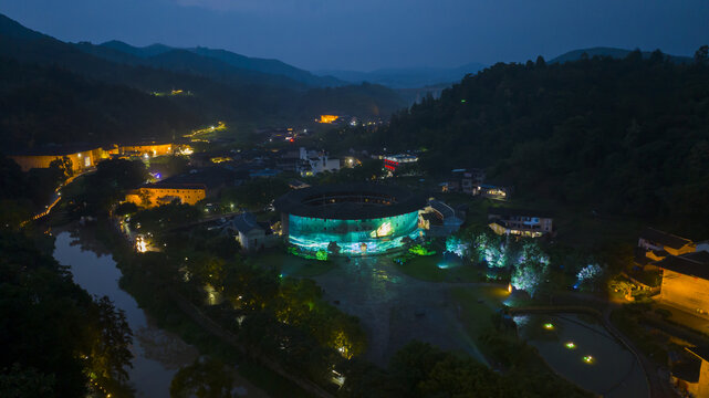 福建永定土楼王子振成楼夜景