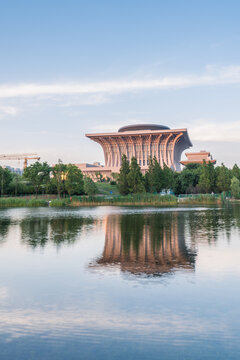 夕阳下的北京奥林匹克公园