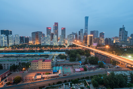 中国北京国贸CBD建筑夜景