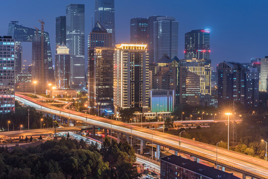 中国北京国贸CBD建筑夜景