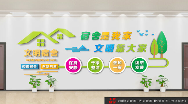 文明宿舍文化墙