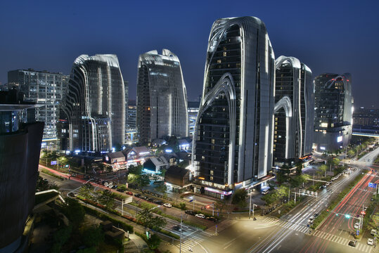 南京证大喜马拉雅城市风光夜景