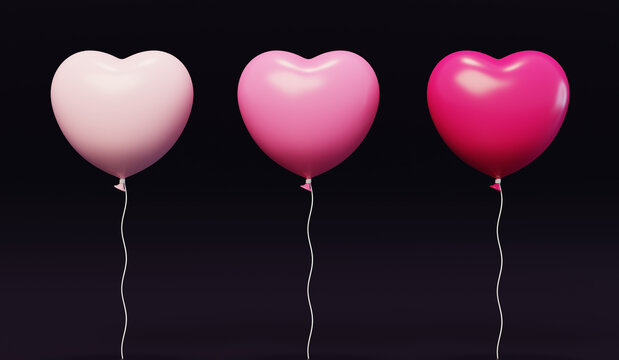 心形气球情人节装饰元素3D