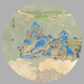 云纹山水装饰画