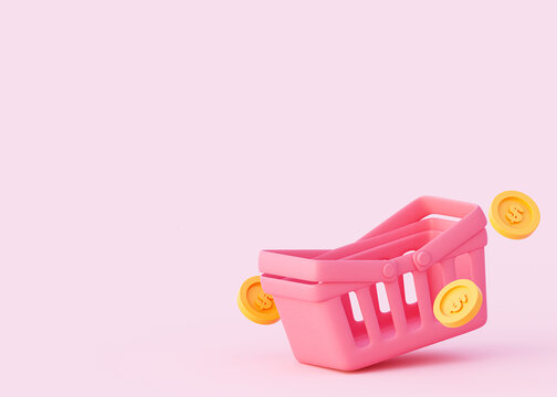 3D粉色系购物促销活动空白广告模板