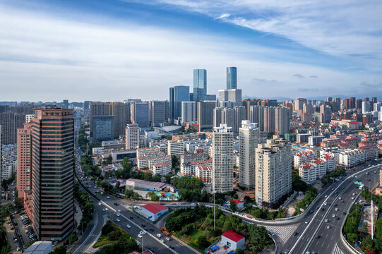 航拍青岛市北CBD