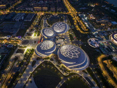 南京夜景江苏大剧院夜景航拍