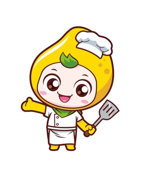 卡通可爱小芒果厨师