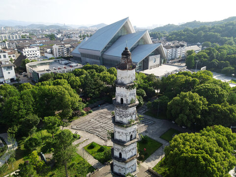 绍兴城市广场大剧院航拍