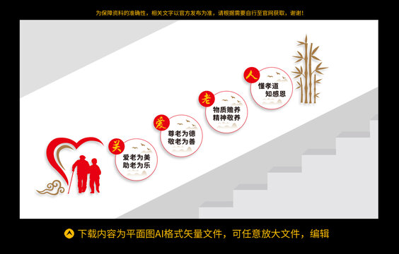 关爱老人楼梯文化墙