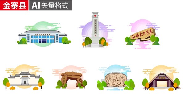 金寨县著名地标建筑景点素材