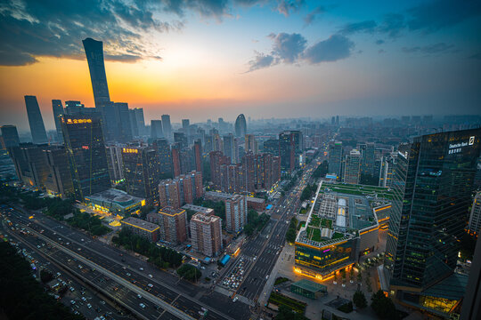 北京大望路国贸全景黄昏