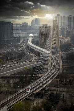 北京立水桥道路黄昏