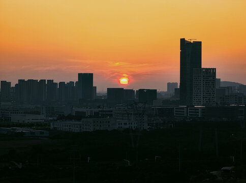 城市日落