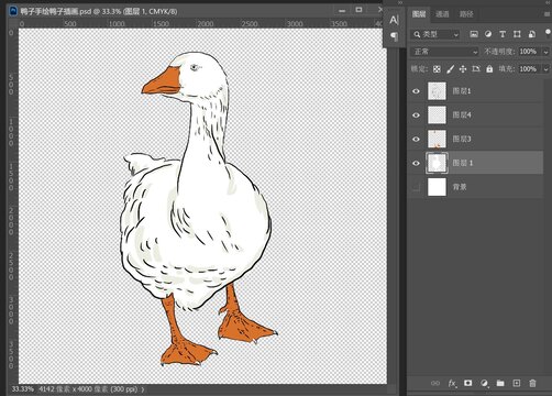 鸭子手绘鸭子插画