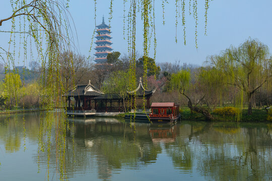 春风杨柳栖灵塔