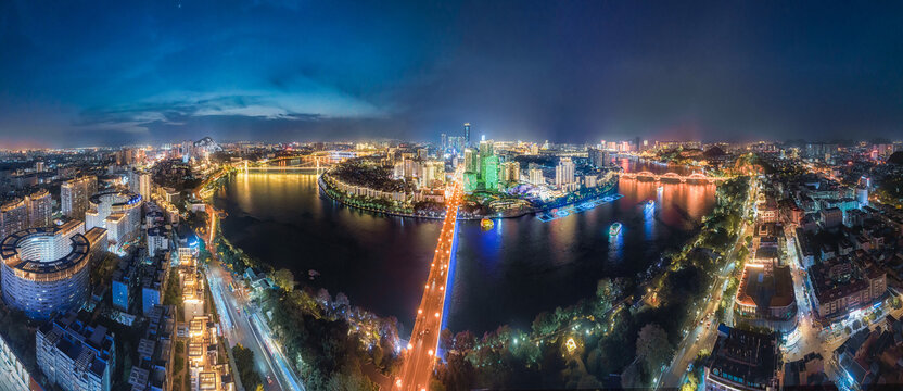 广西柳州180度全景夜景