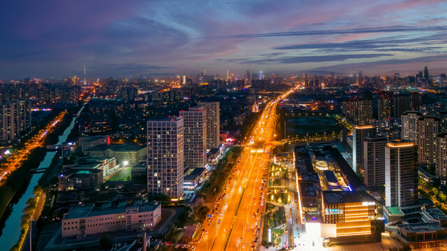 天津市西青区城市夜景