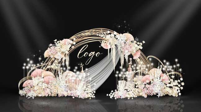香槟粉色新中式婚礼效果图