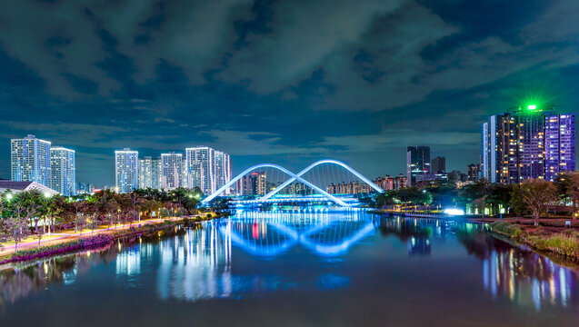 南沙双叶桥都市夜景