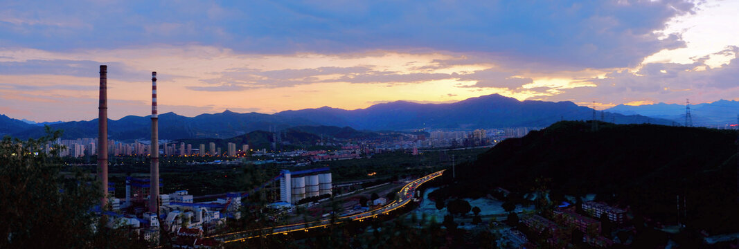 北京首钢园全景日落