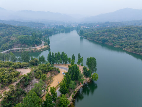 航拍济南黄巢水库