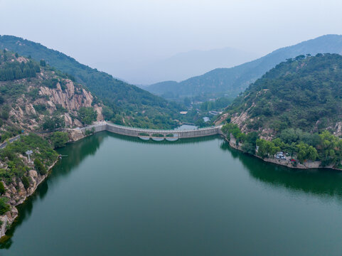 航拍济南黄巢水库