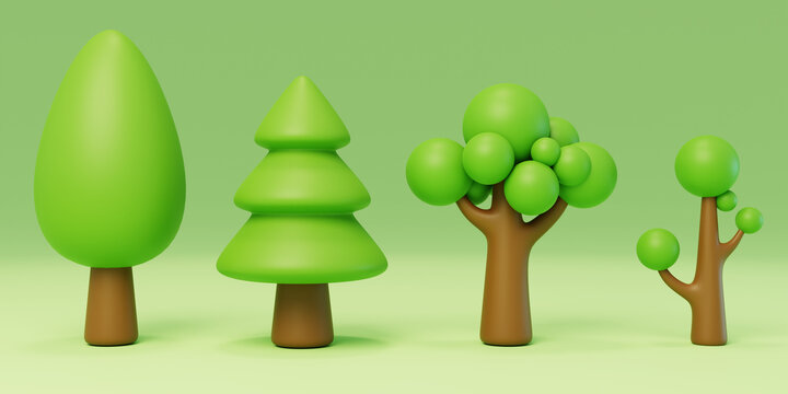 自然园艺绿化植物清新树木3D