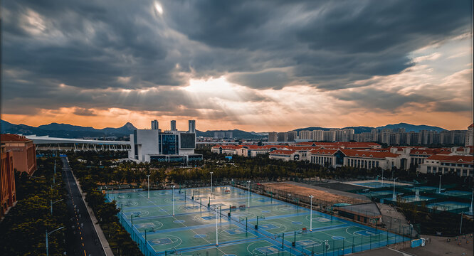 山东大学青岛校区校园航拍