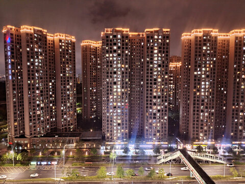 住宅小区建筑夜景