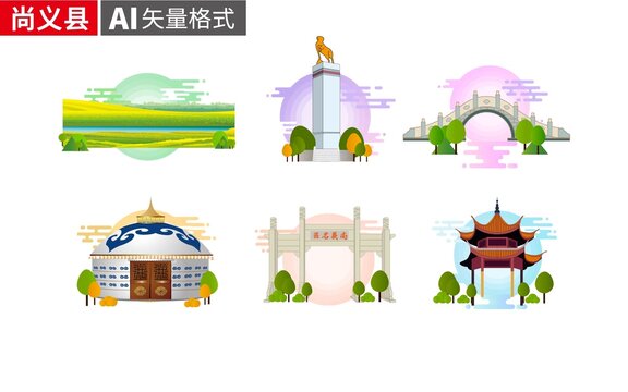 尚义县著名地标建筑景点素材
