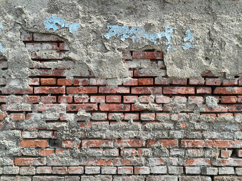 老墙砖墙脱皮露砖残墙残垣断壁