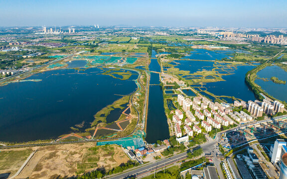 航拍徐州九里湖国家湿地公园