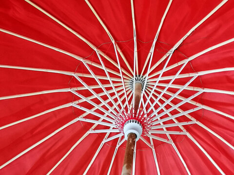 红色雨伞特写