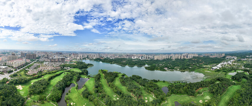 益阳高尔夫梓山湖全景图