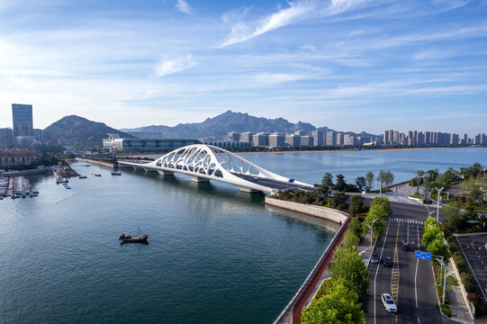 航拍青岛西海岸新区天际线