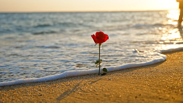 沙滩上的玫瑰花