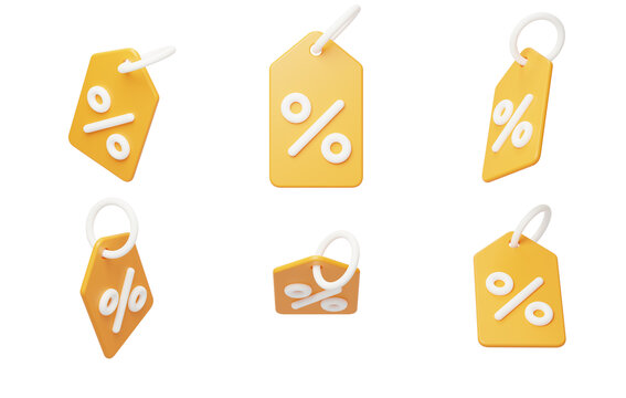 电商大促实惠打折标签黄色3D
