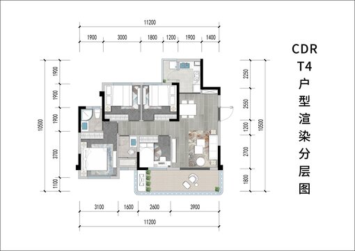 T4户型渲染图