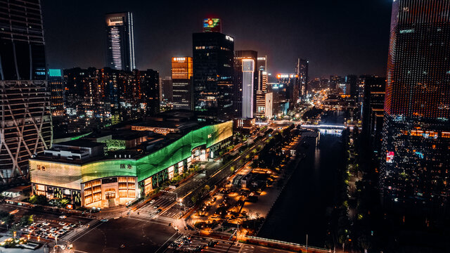 宁波东部新城夜景航拍